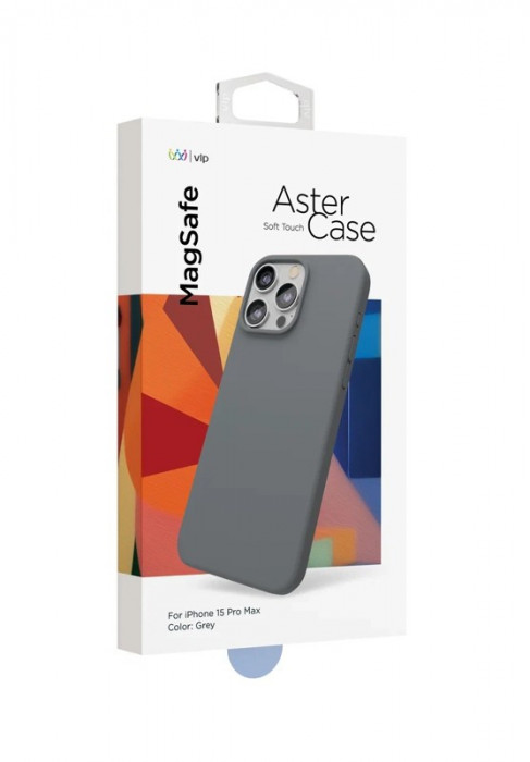 Чехол защитный "vlp" Aster Case с MagSafe для iPhone 15 Pro Max серый