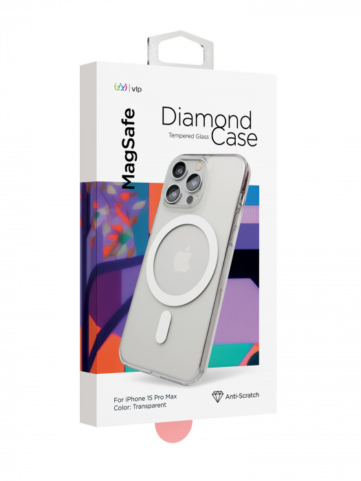 Чехол защитный VLP Diamond Case с MagSafe для iPhone 15 Pro Max прозрачный
