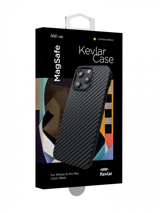 Чехол защитный VLP Kevlar Case с MagSafe для iPhone 15 Pro Max черный