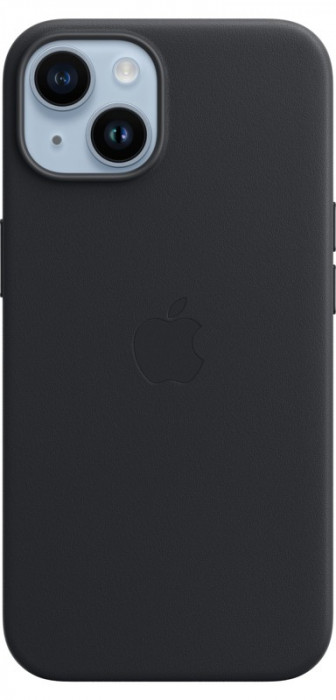 Чехол Leather Case MagSafe для iPhone 14 Midnight