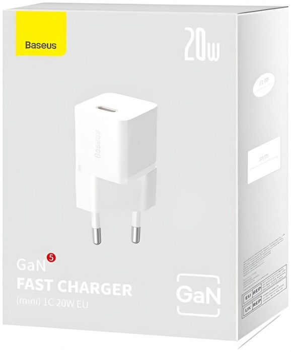 Зарядное устройство Baseus GaN5 Fast Charger(mini) 1C 20W EU (CCGN050102) Белое