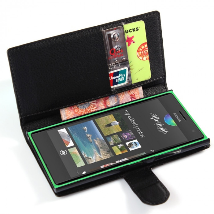 Чехол-книжка кожаный для Nokia N520 Черный