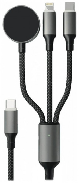 Кабель VLP Dragon Cable 3 in 1 USB C-USB-C+Lightning+Watch, 1.2м, черный