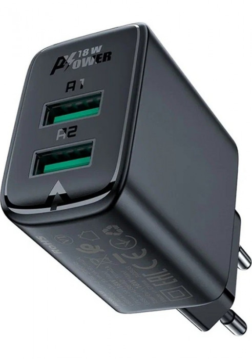 Зарядное устройство ACEFAST A33 18W USB-A+USB-A Черный