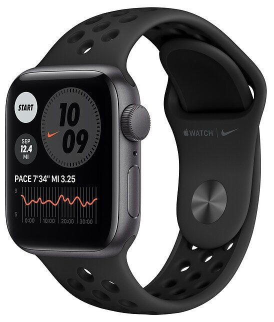 Умные часы Apple Watch SE GPS 44mm Aluminum Case with Nike Sport Band Серый космос/антрацитовый/черный
