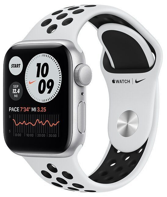 Умные часы Apple Watch SE GPS 40mm Aluminum Case with Nike Sport Band Серебристый/чистая платина/черный