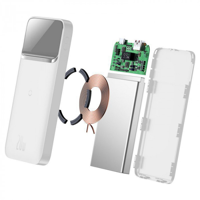 Внешний аккумулятор Baseus Magnetic Wireless Quick 10000 mAh Белый (PPCX010102)