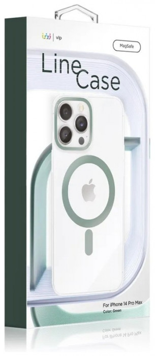 Чехол защитный VLP Line case с MagSafe для iPhone 14 Pro Мах зеленый