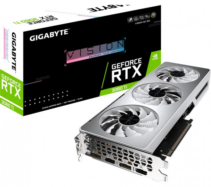 Видеокарта GIGABYTE GeForce RTX 3060 Ti VISION OC 8G LHR (rev. 2.0) (GV-N306TVISION OC-8GD), Retail